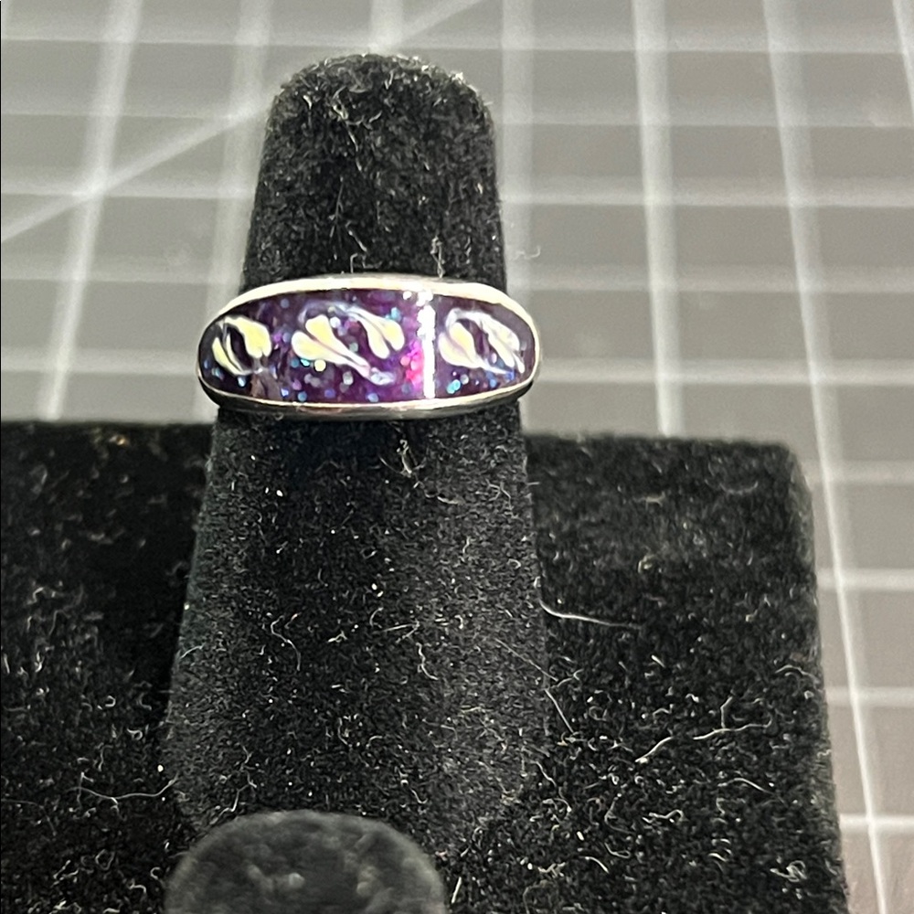 Sterling silver purple inlay toe ring